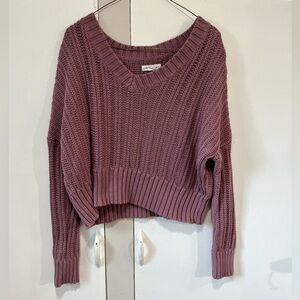Aeropostale Mauve Cropped Chunky Knit Sweater Women’s Medium
